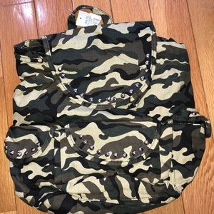 Camouflage brand new backpack with studs